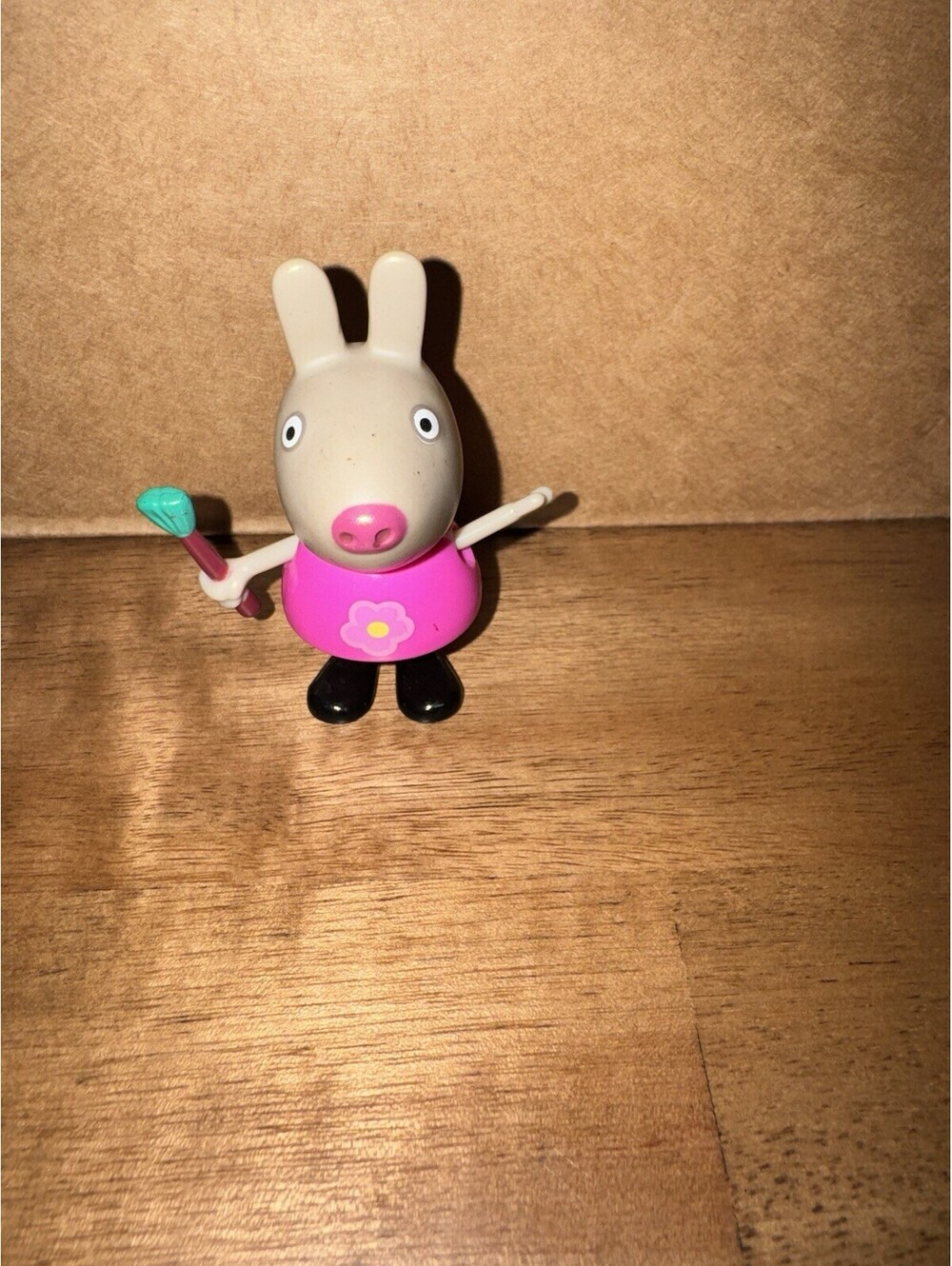 Peppa Pig Friend Delphine Donkey Mini Figure Holding Paint Brush 2.5”